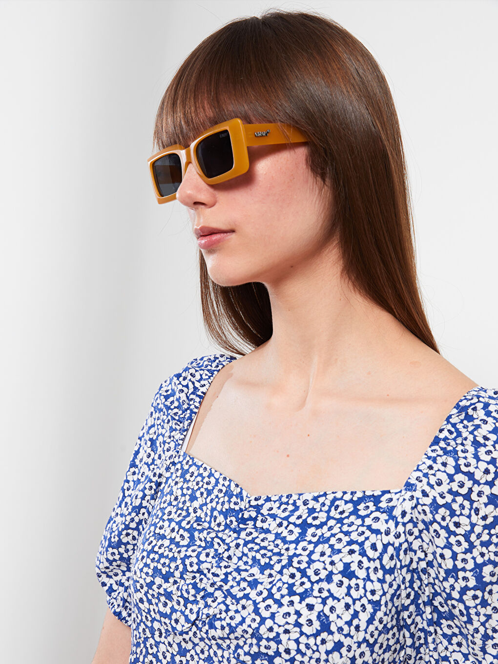 فستان للسيدات بياقة على شكل قلب مُزهر كم قصير فيسكوز-2