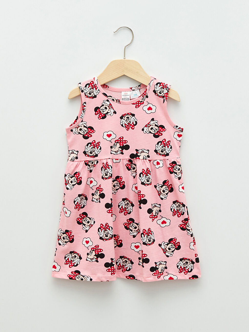 Crew Neck Minnie Mouse Printed Baby Girls' Dress
