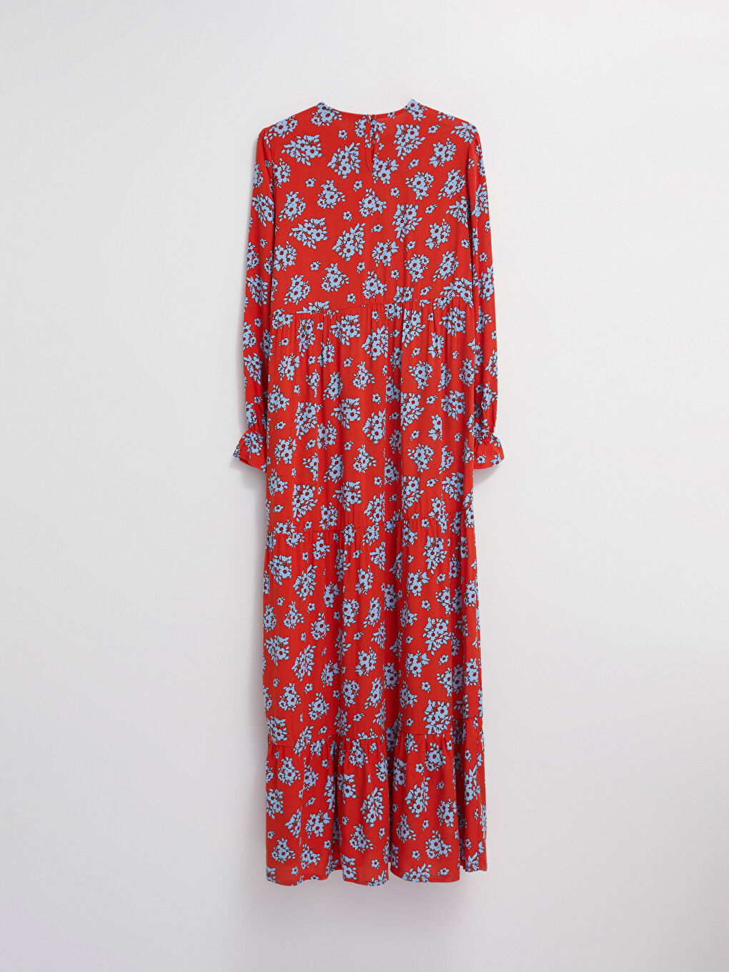 Crew Neck Floral Long Sleeve Viscose Women's Dress-6