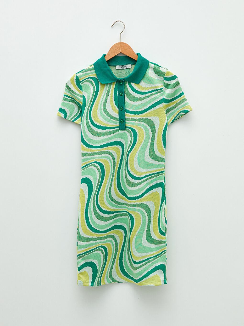 Polo Neck Patterned Short Sleeve Women's Bodycon Dress -S2IY13Z8-PZS