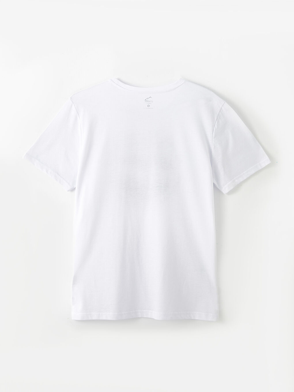 Beyaz Bisiklet Yaka Kısa Kollu Baskılı Erkek Tişört-6