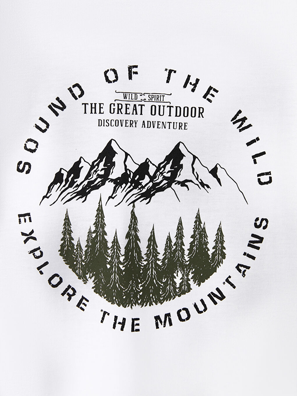 Beyaz Bisiklet Yaka Kısa Kollu Baskılı Erkek Tişört-7