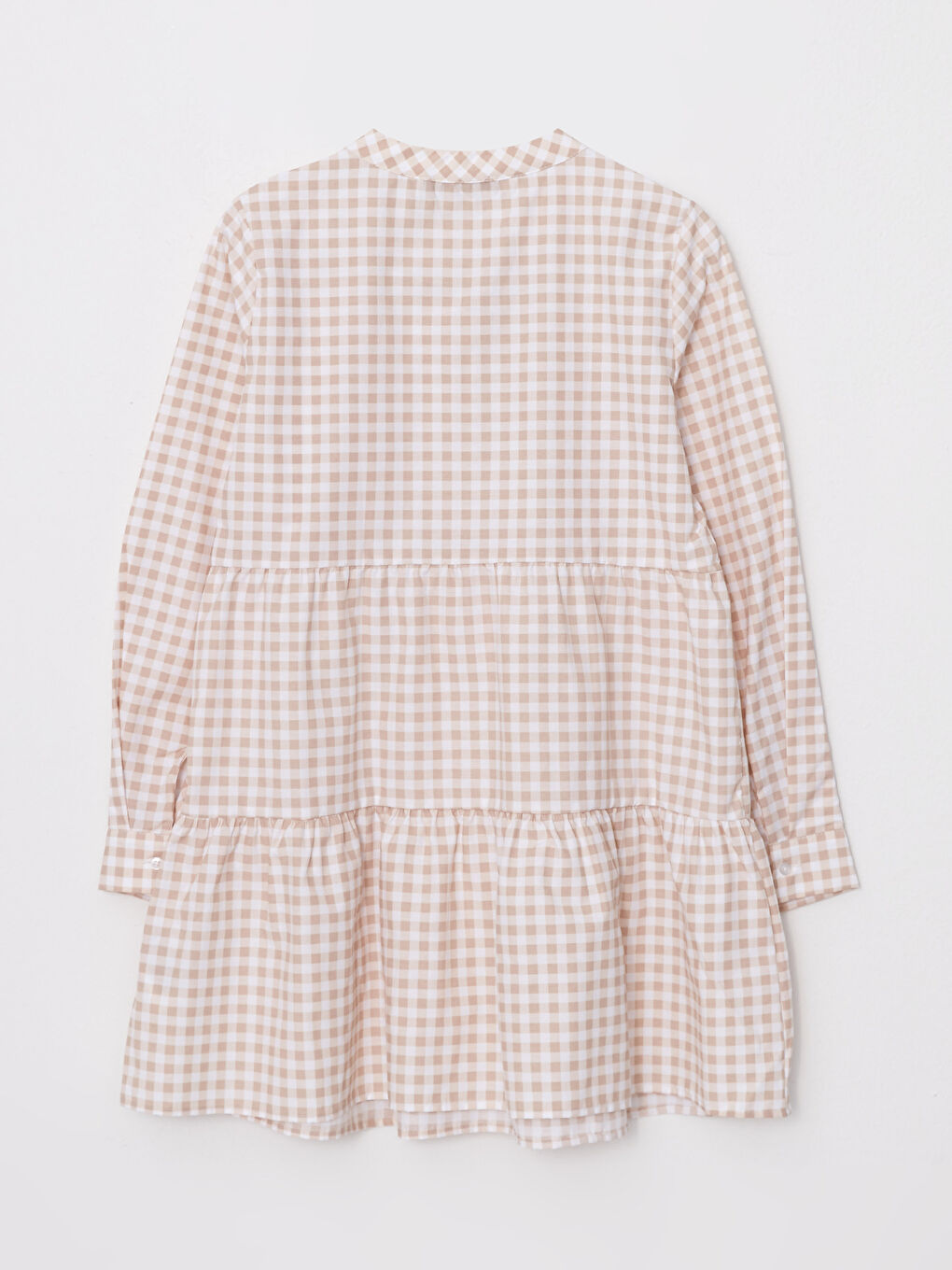 Grandad Collar Plaid Long Sleeve Poplin Maternity Tunic-6