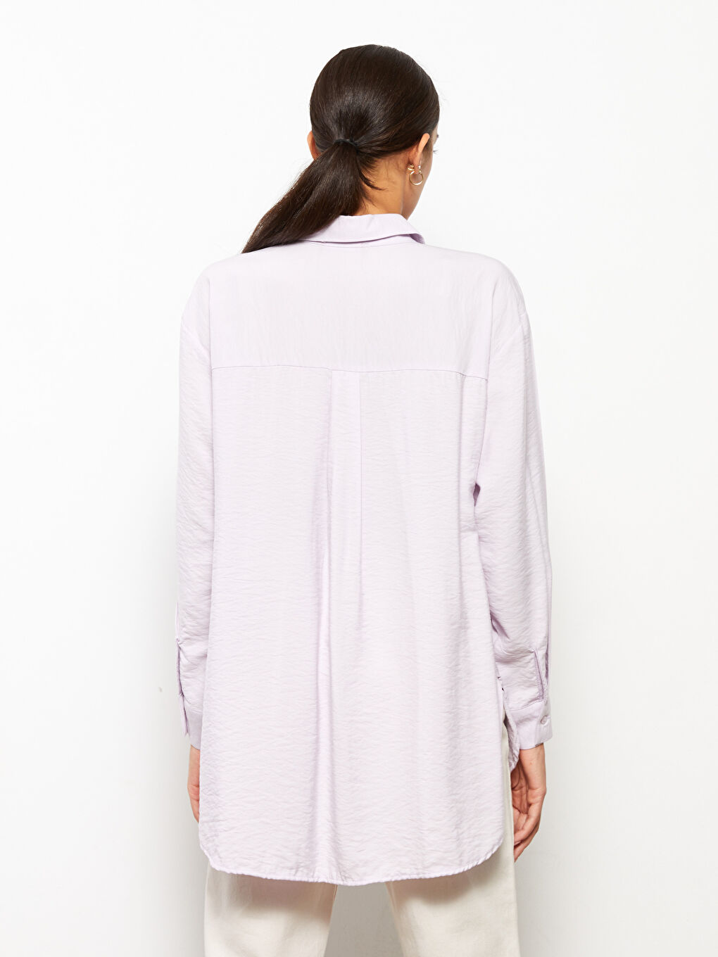 Түймелі стандартты ұзын жеңді жүктілік жейде-4