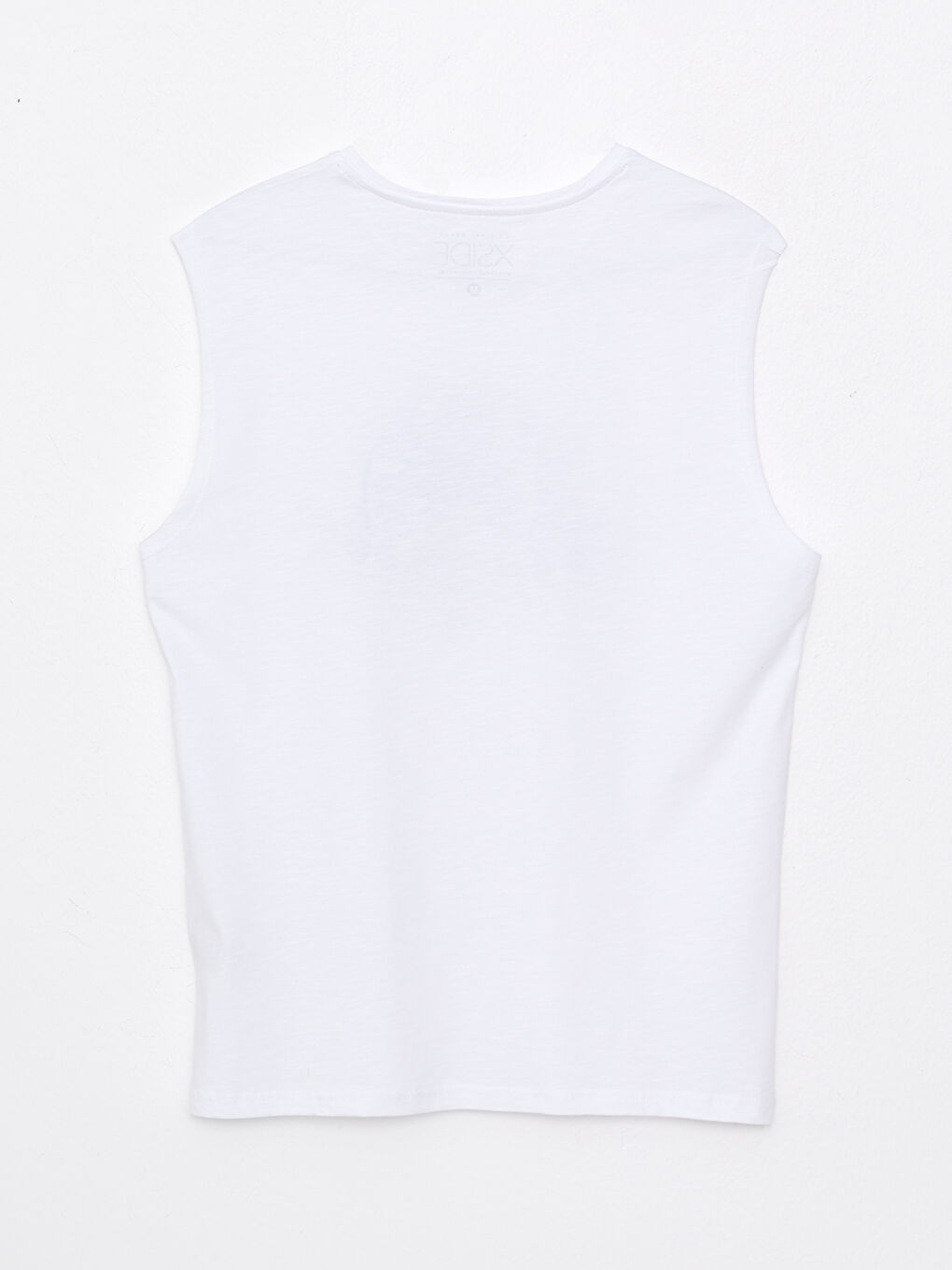 Beyaz Bisiklet Yaka Baskılı Penye Erkek Kolsuz Tişört-6