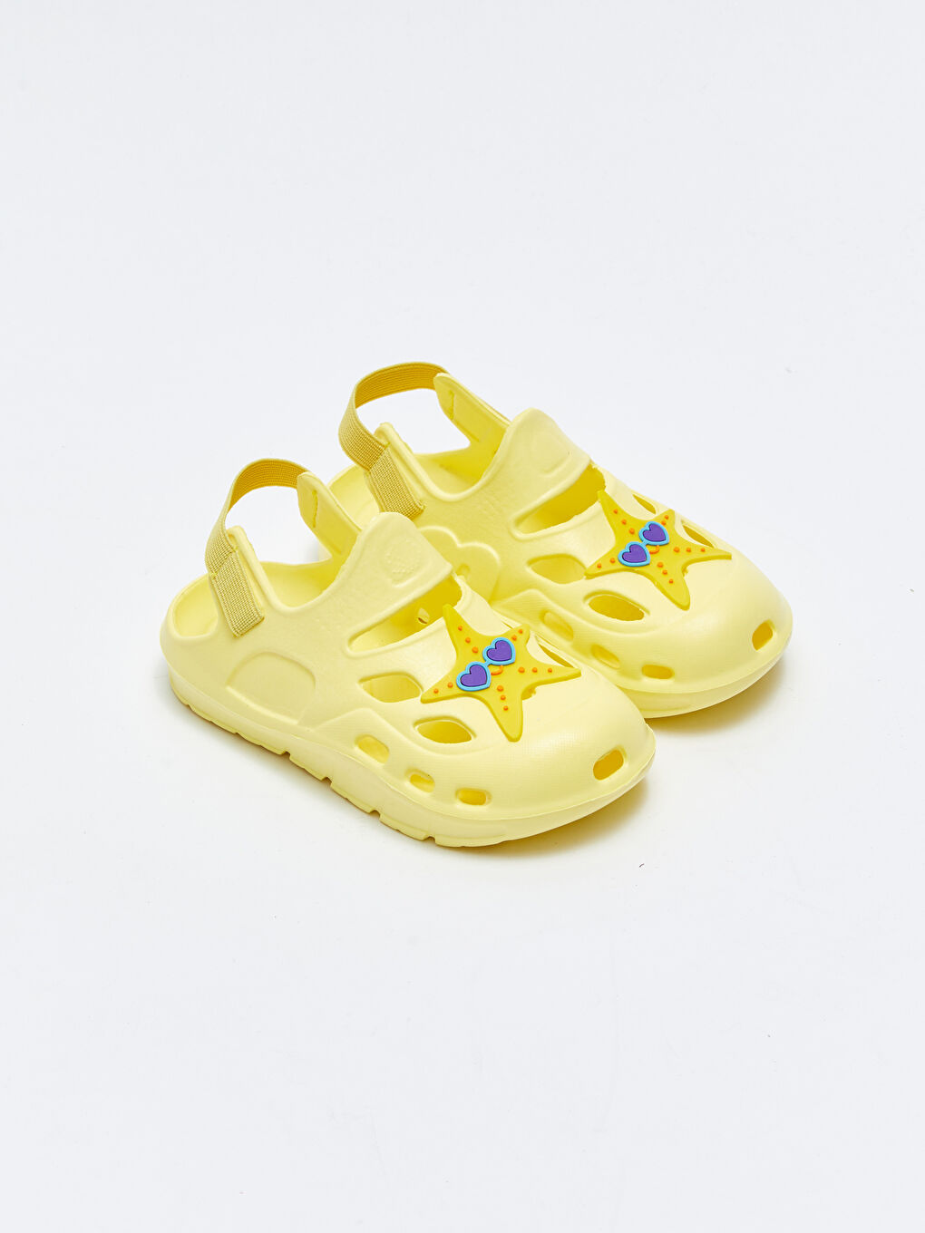 Sarı Önü Kapalı Patch Detaylı Kız Bebek Plaj Sandaleti