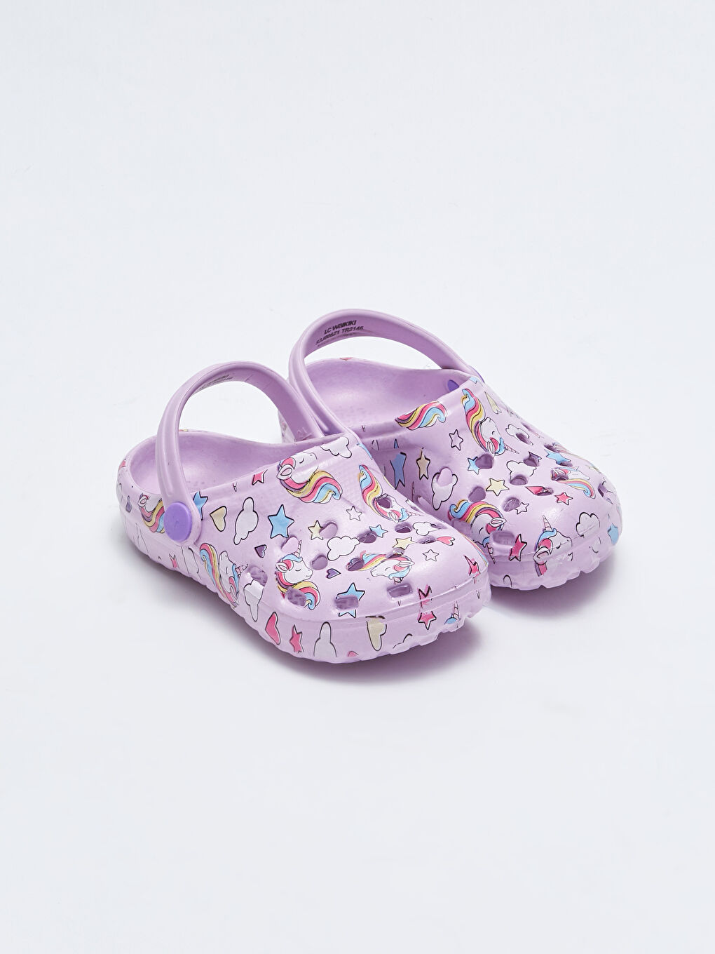 Lila Baskılı Toka Detaylı Kız Bebek Plaj Sandaleti