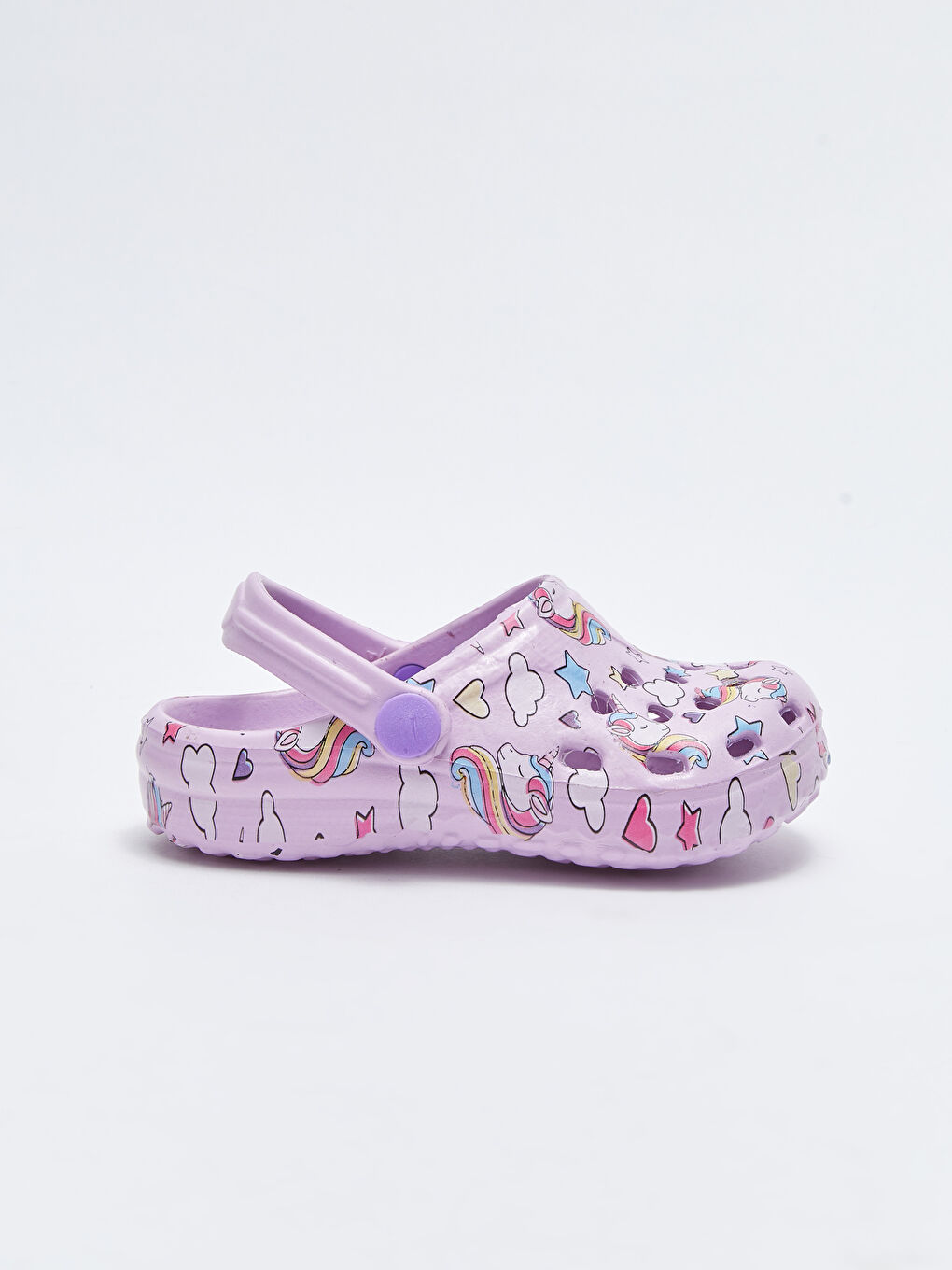 Lila Baskılı Toka Detaylı Kız Bebek Plaj Sandaleti-1