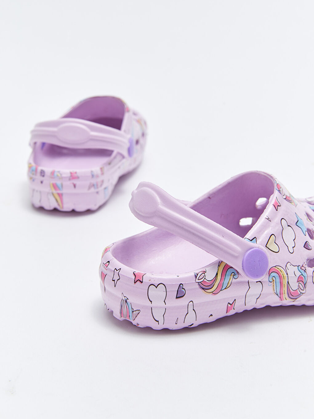 Lila Baskılı Toka Detaylı Kız Bebek Plaj Sandaleti-4