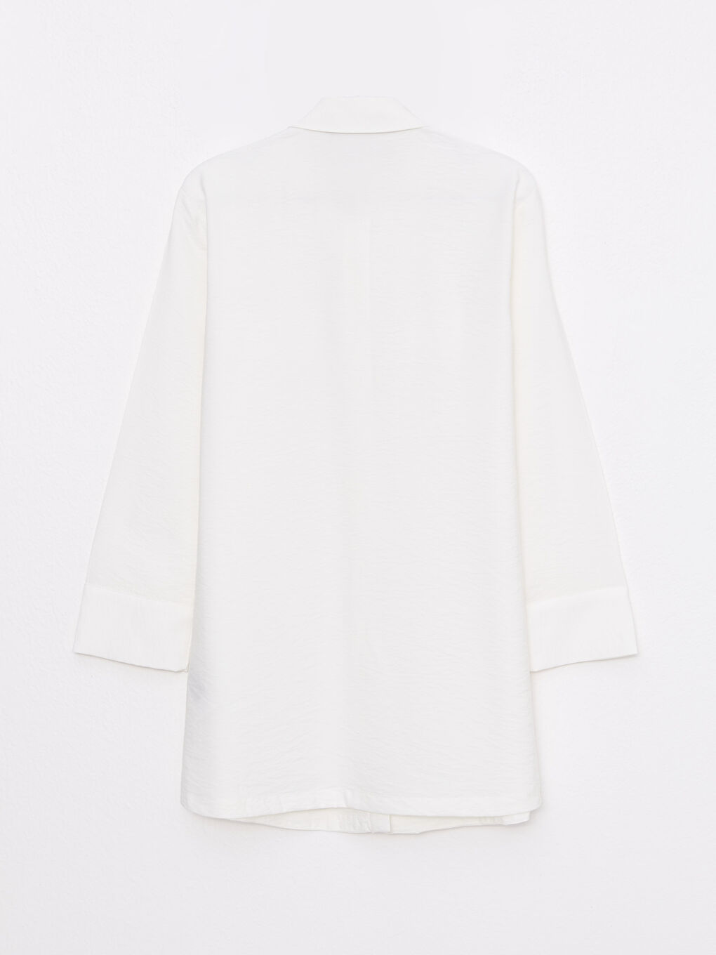 Beyaz Düz Uzun Kollu Kadın Gömlek Tunik-7