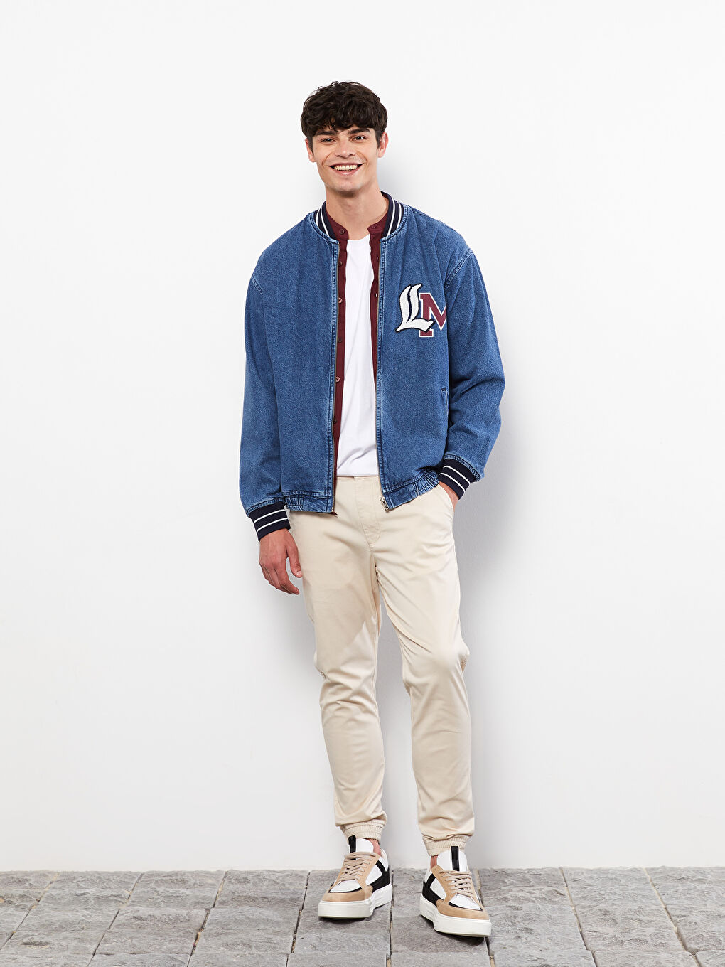 Bej Standart Kalıp Gabardin Erkek Jogger Pantolon