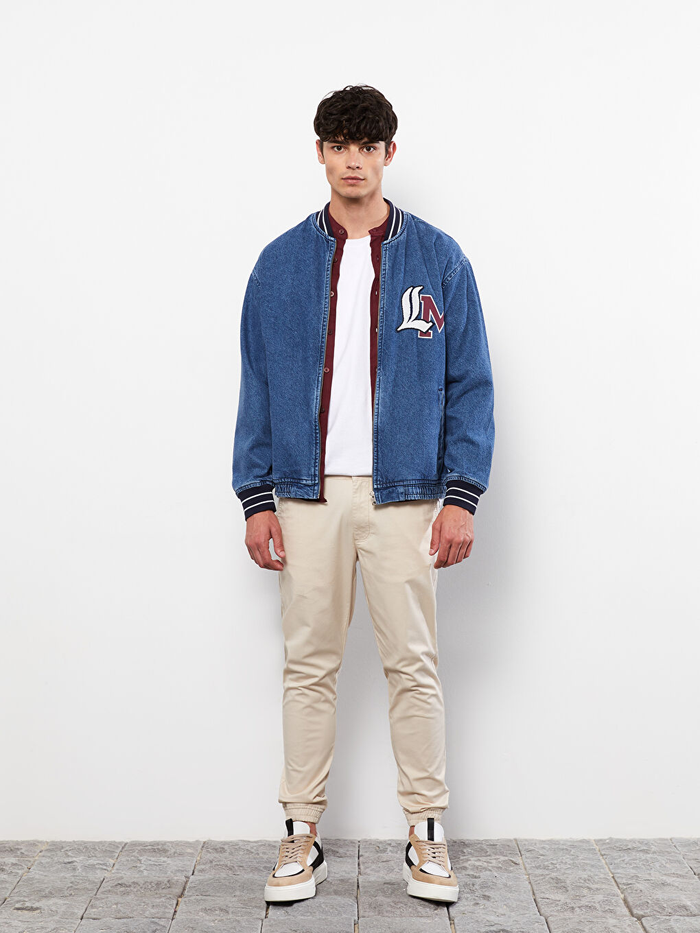 Bej Standart Kalıp Gabardin Erkek Jogger Pantolon-1