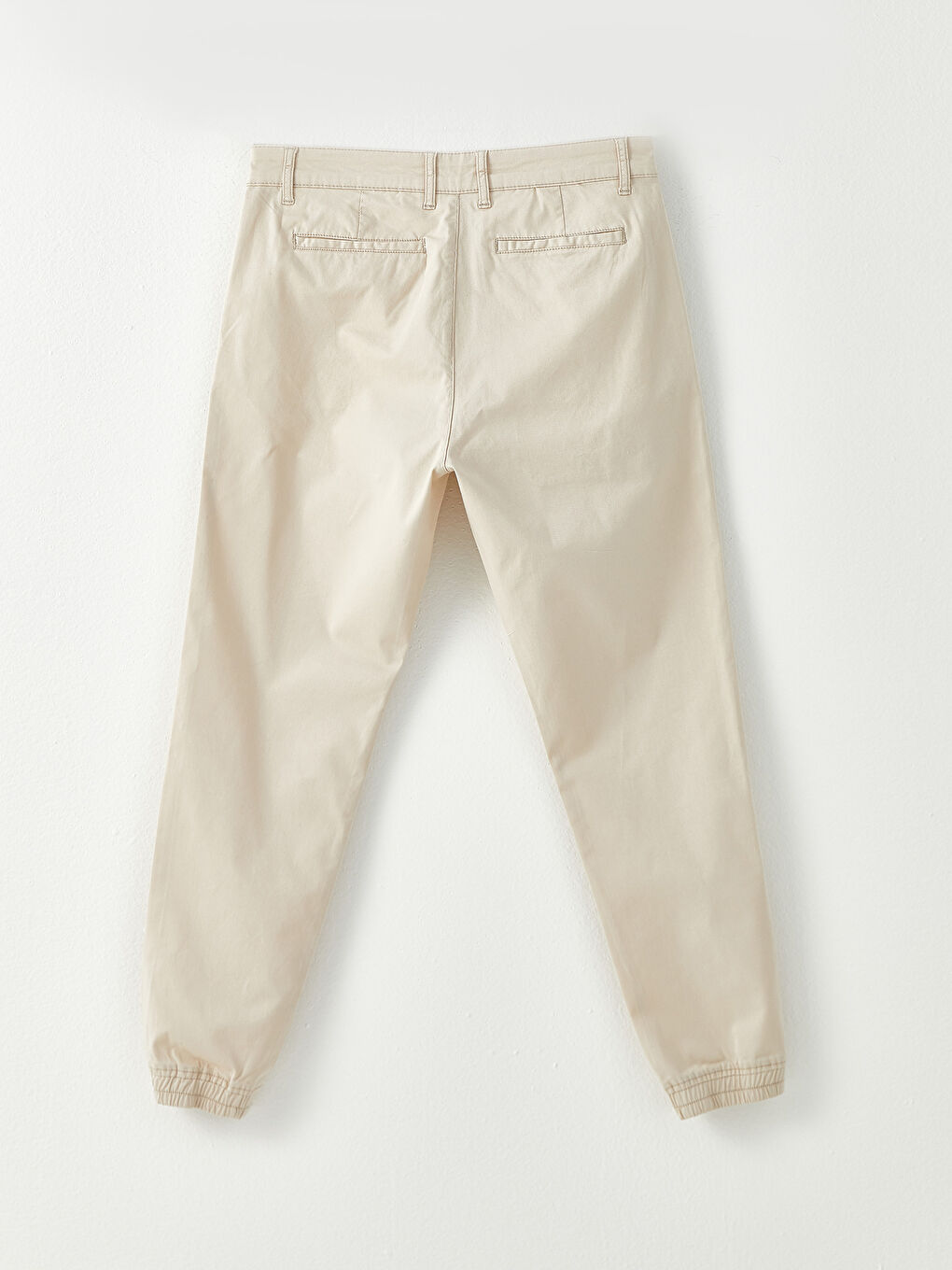 Bej Standart Kalıp Gabardin Erkek Jogger Pantolon-6