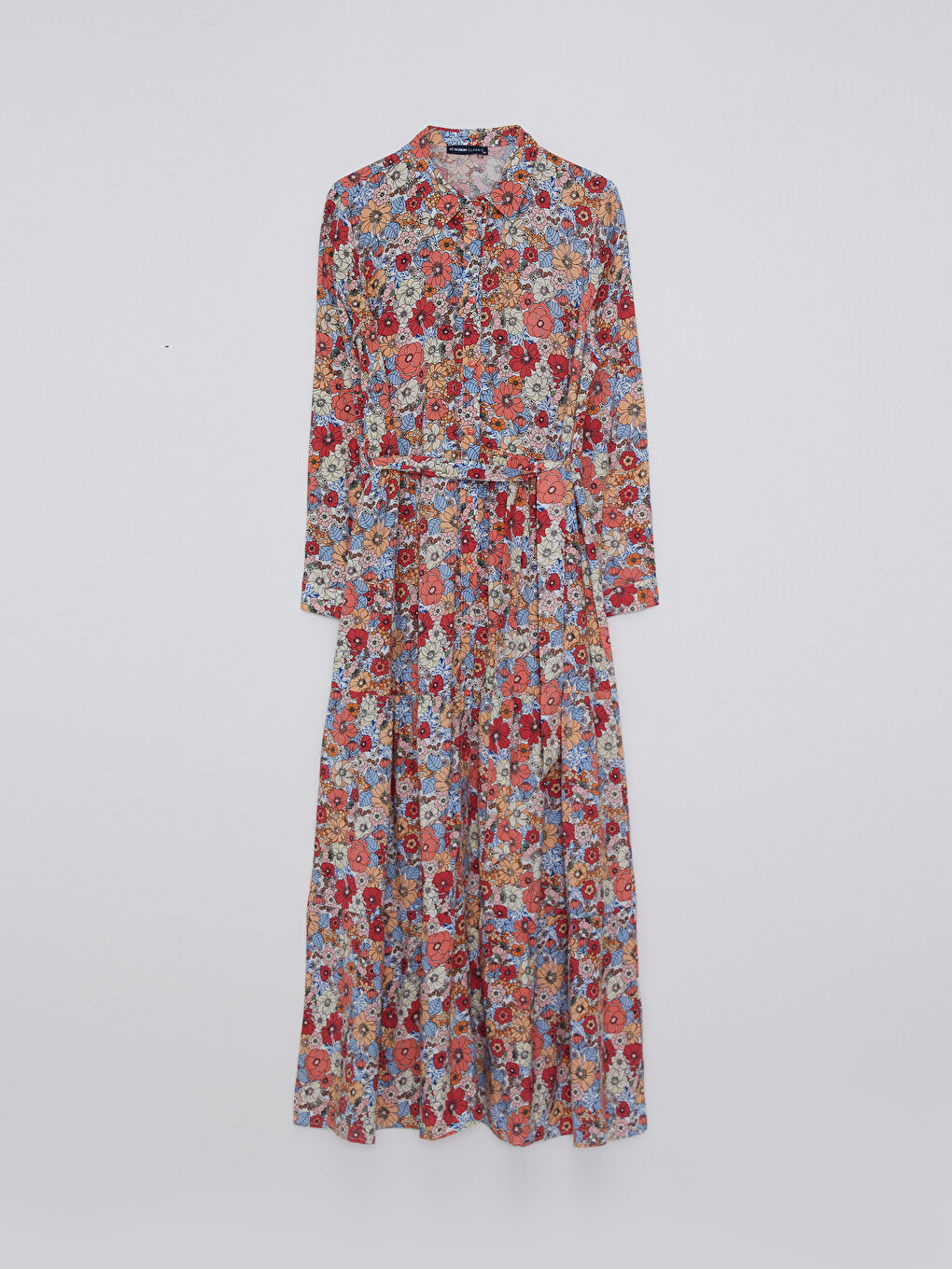 Floral Long Sleeve Viscose Women Shirt Dress-6