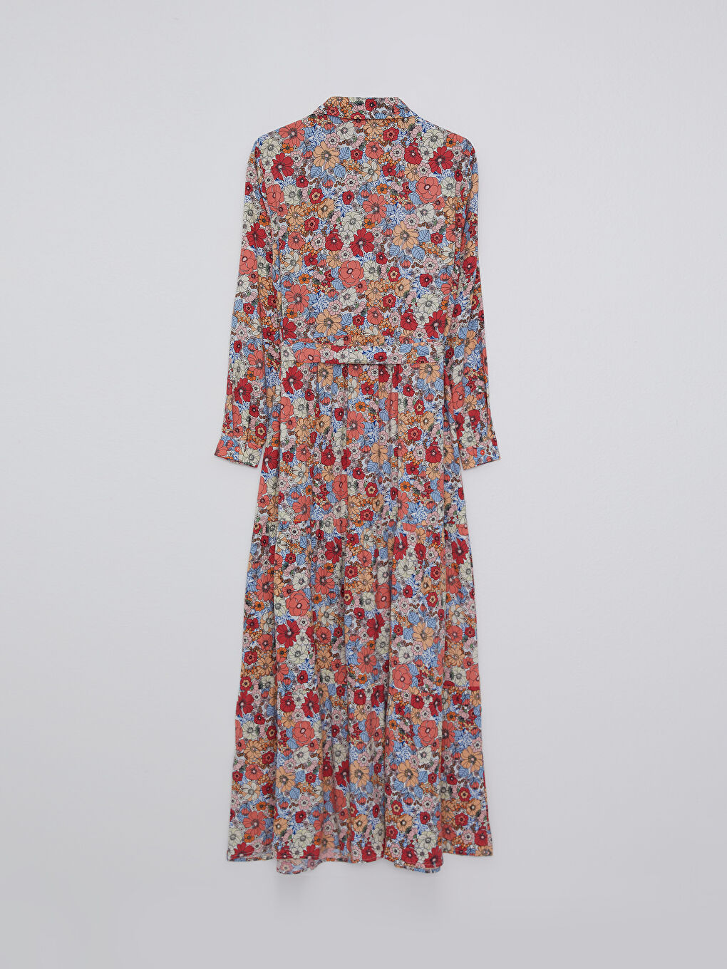 Floral Long Sleeve Viscose Women Shirt Dress-7