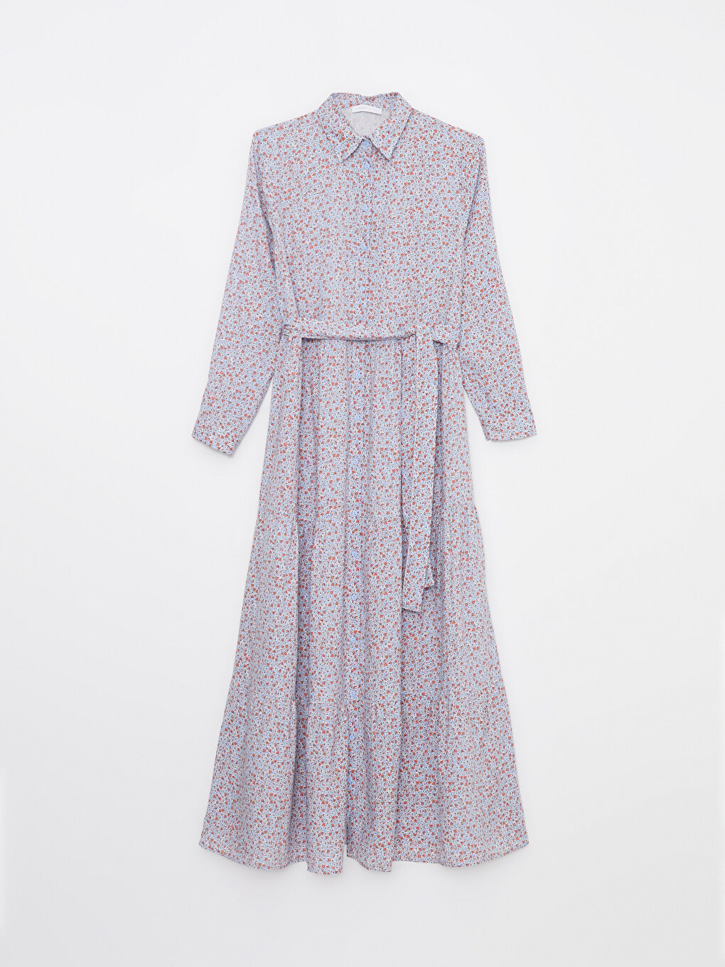 قميص فستان نسائي منقوش بكم طويل فيسكوز-5