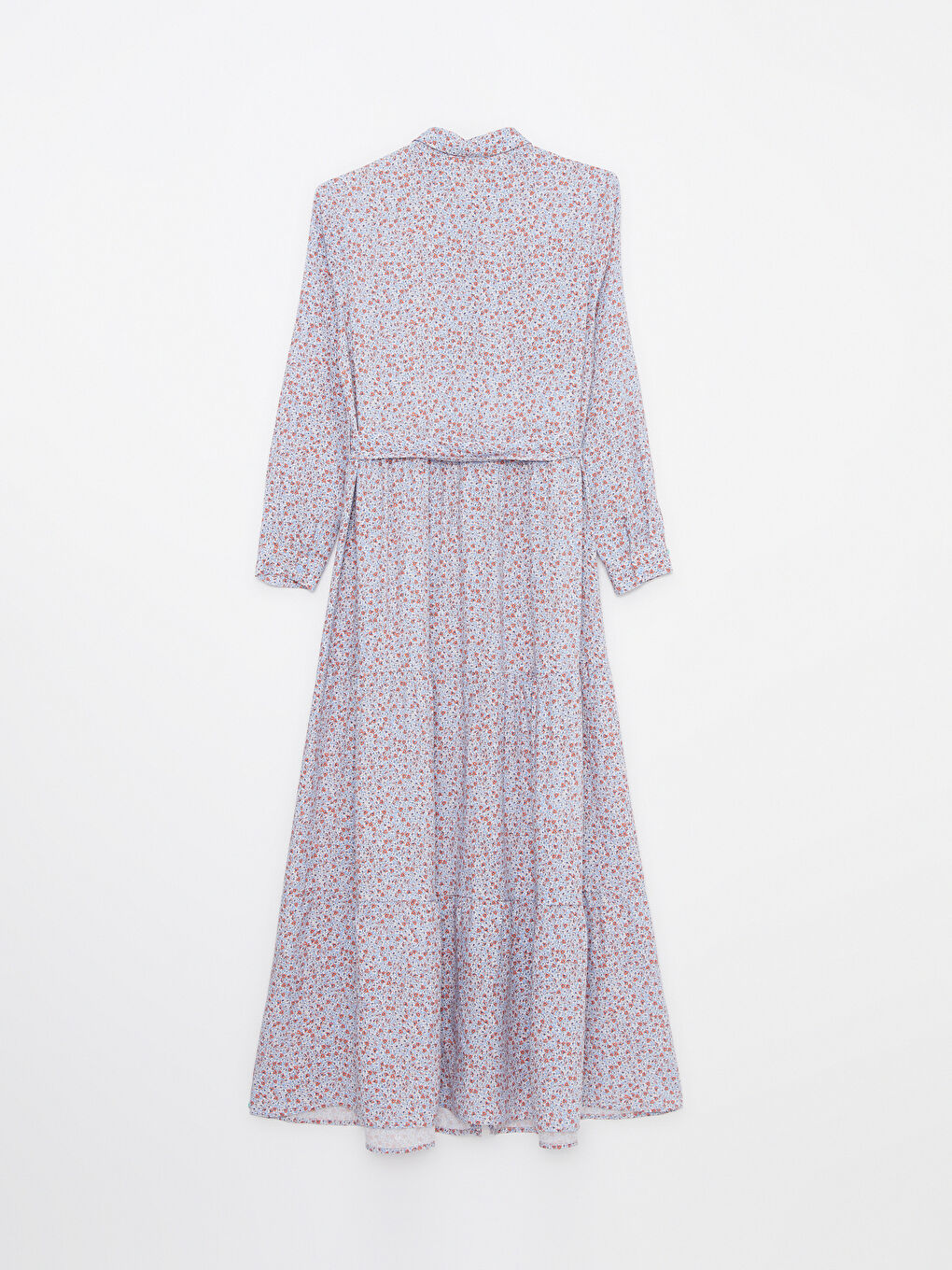 قميص فستان نسائي منقوش بكم طويل فيسكوز-7