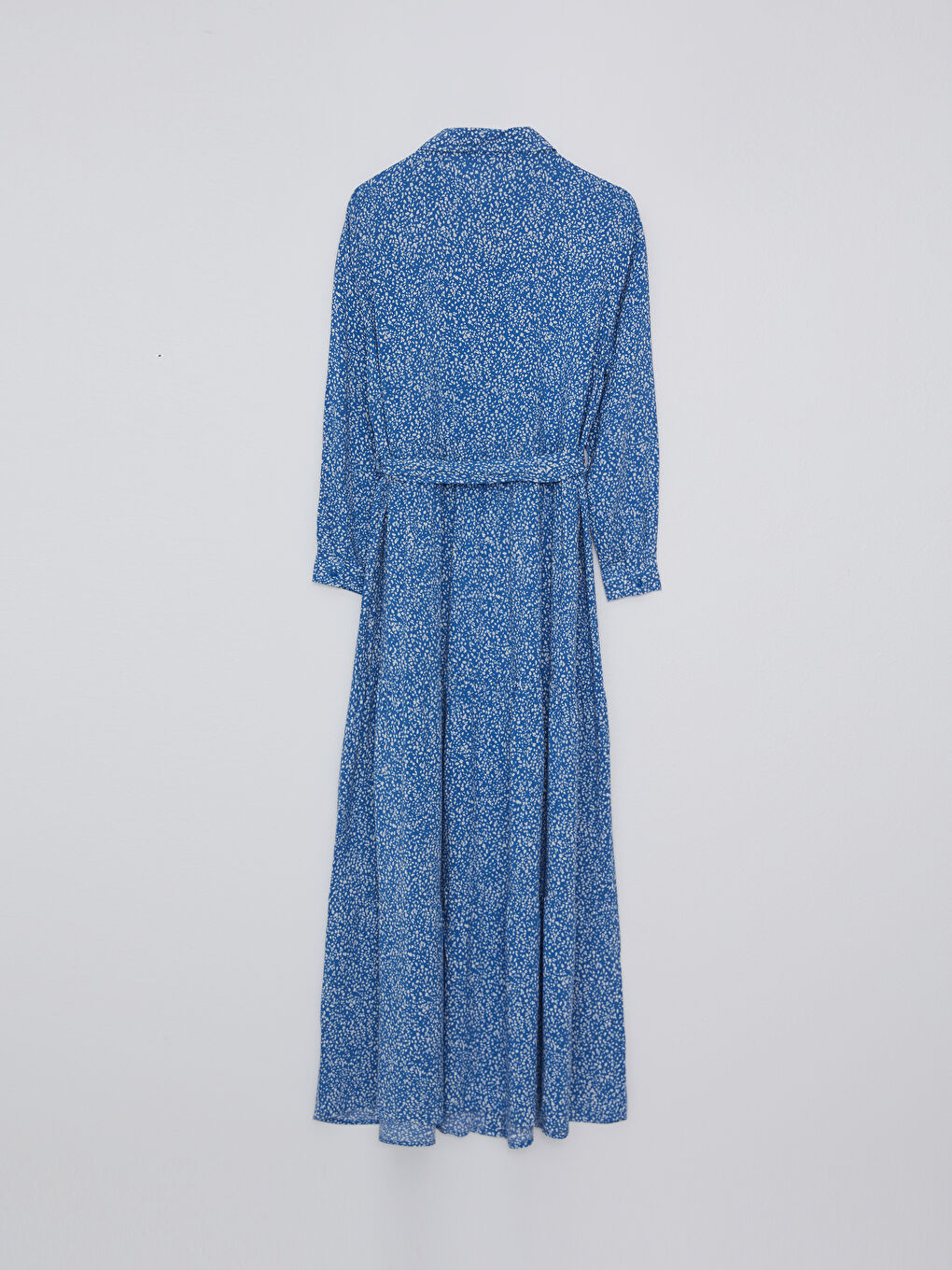 Patterned Long Sleeve Viscose Women Shirt Dress-7