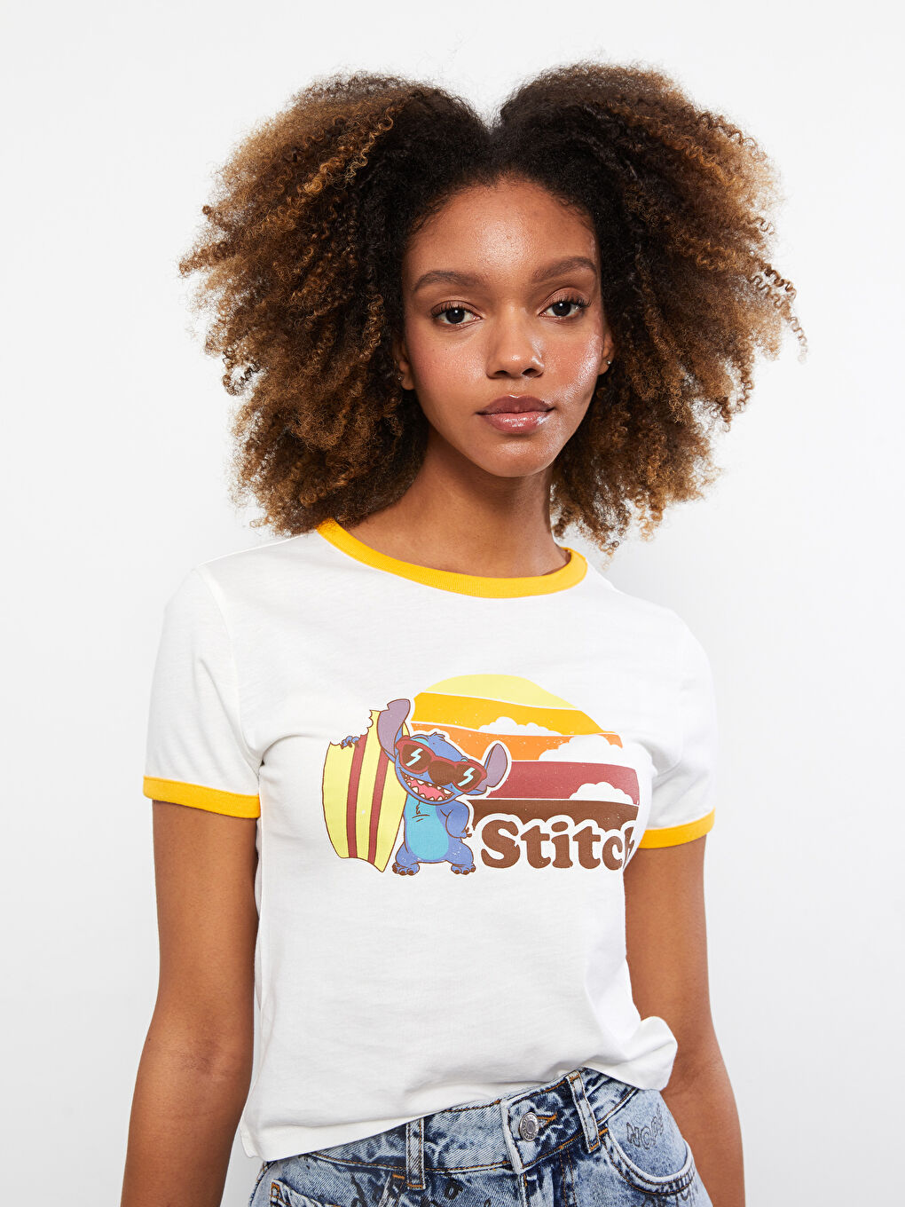 LC Waikiki Crew Neck Lilo & Stitch Printed Short Sleeve Cotton Women's T-Shirt -S2J030Z8-FDJ