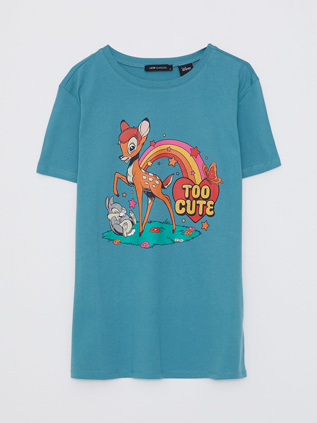 LCW Vision Crew Neck Bambi Printed Short Sleeve Cotton Women's T-Shirt -S2J032Z8-H8C