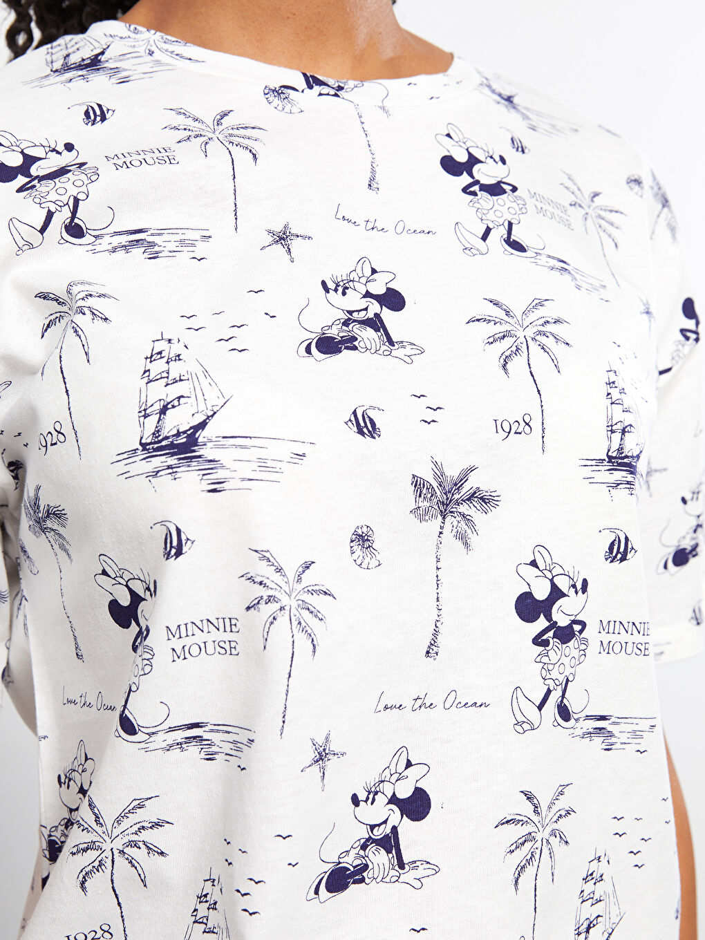 Crew Neck Minnie Mouse Patterned Cotton Short Sleeve Women's T-Shirt-3