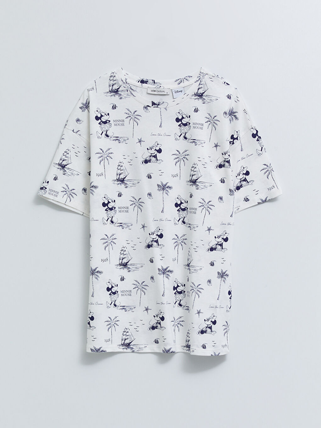 Crew Neck Minnie Mouse Patterned Cotton Short Sleeve Women's T-Shirt-5