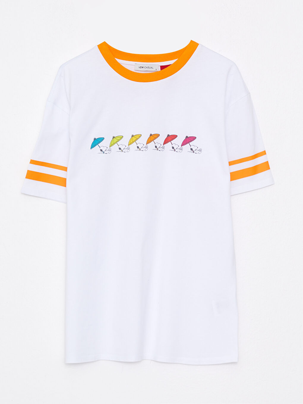 Crew Neck Snoopy Printed Short Sleeve Cotton Women's T-Shirt-5