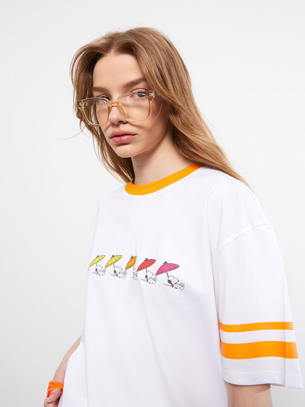 Crew Neck Snoopy Printed Short Sleeve Cotton Women's T-Shirt-1