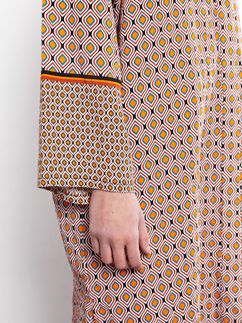 تونيك قميص نسائي أوفراسايز كم طويل منقوش-3