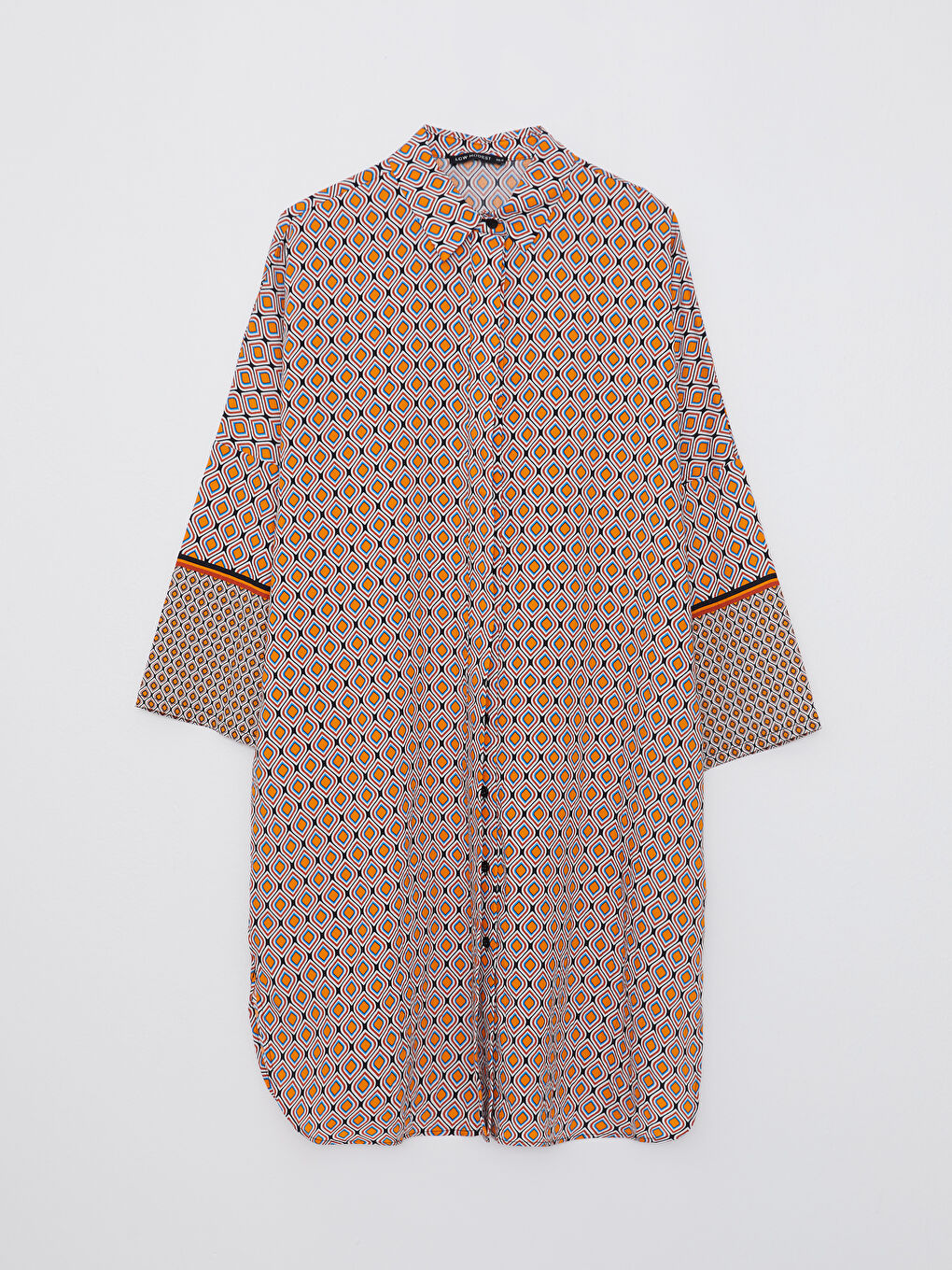 تونيك قميص نسائي أوفراسايز كم طويل منقوش-5