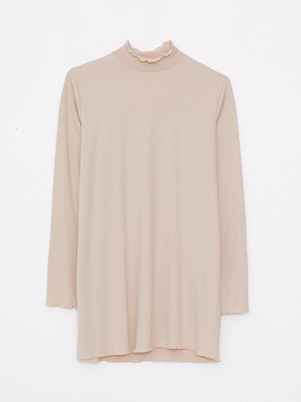 LCW Modest بلوزة نسائية طويلة بقصة مستقيمة وكم طويل ورقبة مرتفعة -S2J050Z8-S5P
