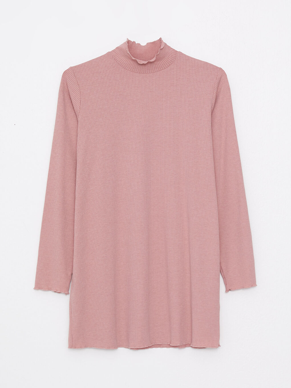 تونيك كم طويل سادة بياقة قمع للسيدات-4