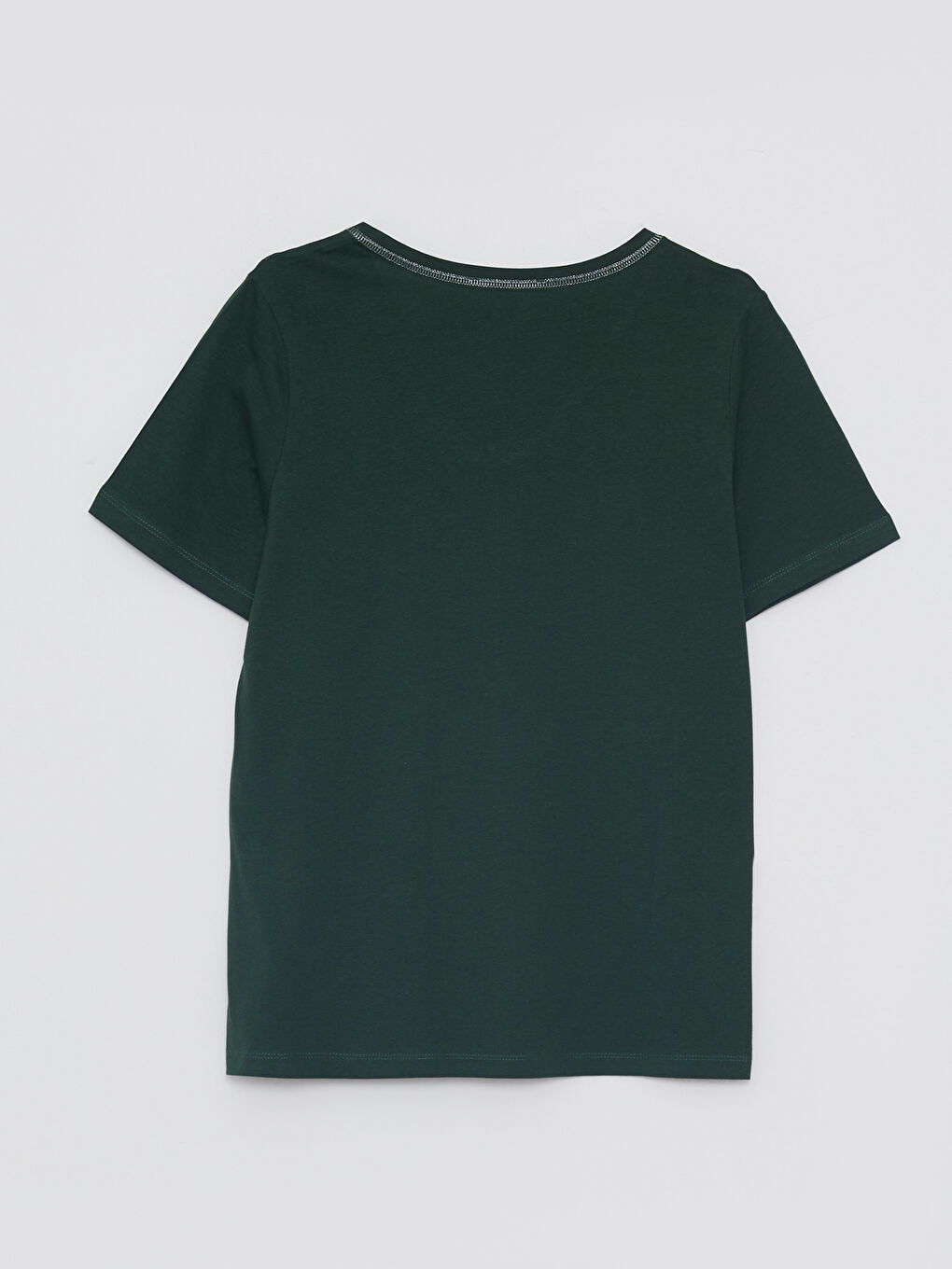 V Neck Embroidered Short Sleeve Cotton Women's T-Shirt-5