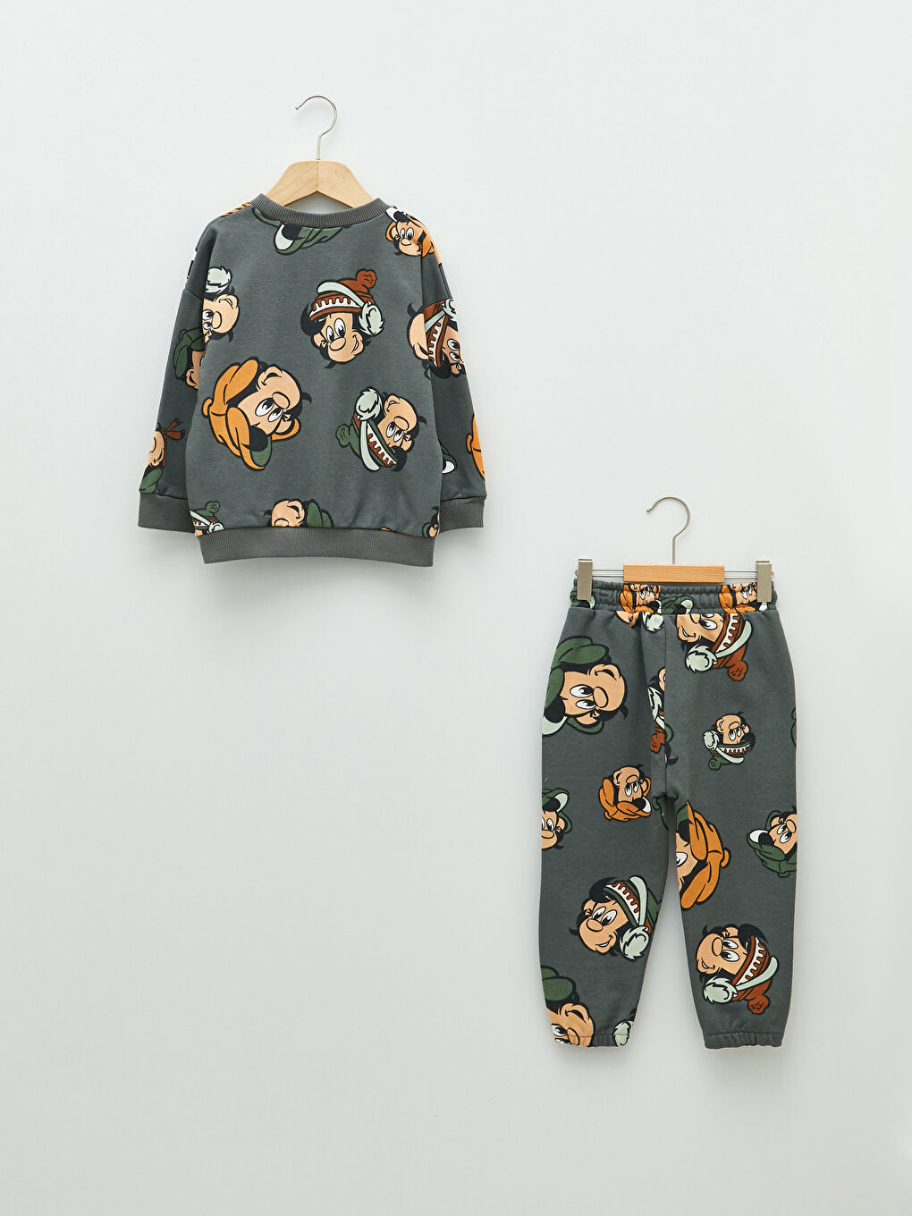 Crew Neck Long Sleeve Nostalgic Monkey Printed Baby Boy Sweatshirt and Jogger Pants 2-Pack-1