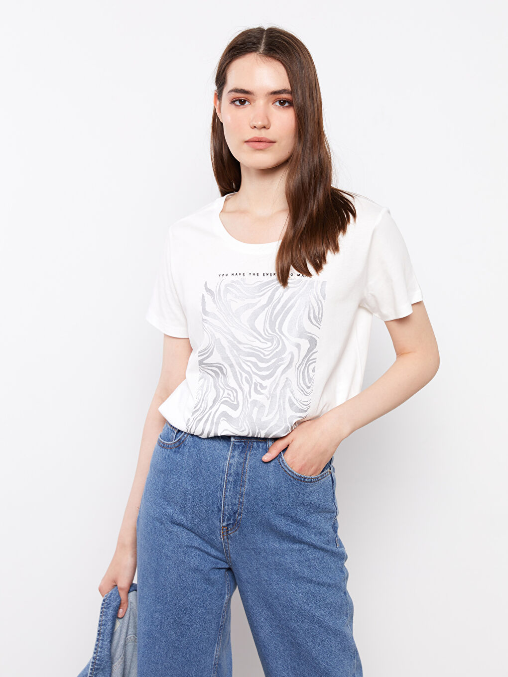 Crew Neck Printed Short Sleeve Cotton Women's T-shirt -S2J057Z8-FEW