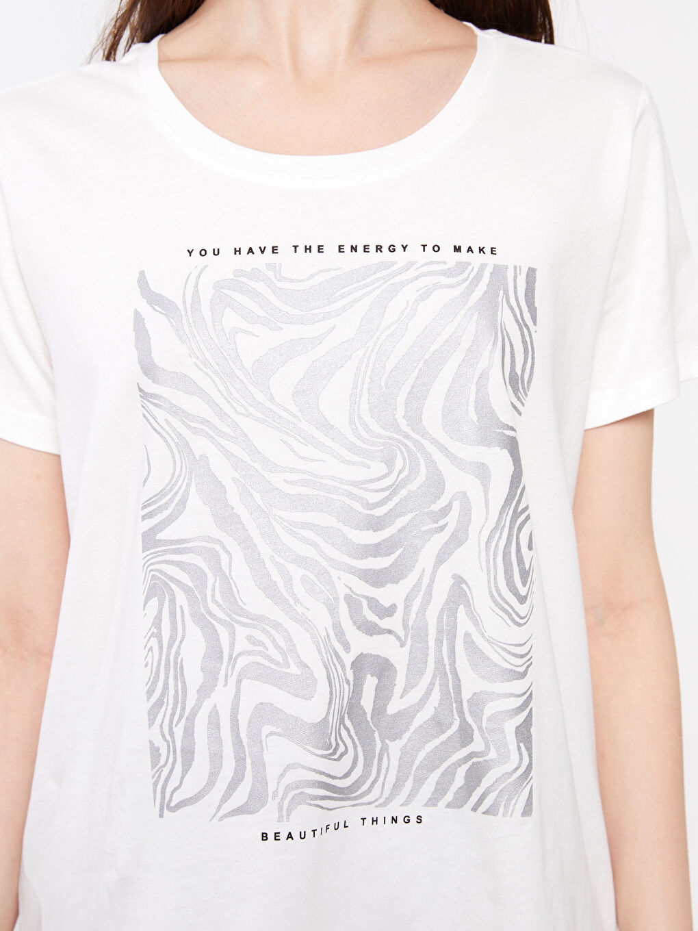 Crew Neck Printed Short Sleeve Cotton Women's T-shirt -S2J057Z8-FEW