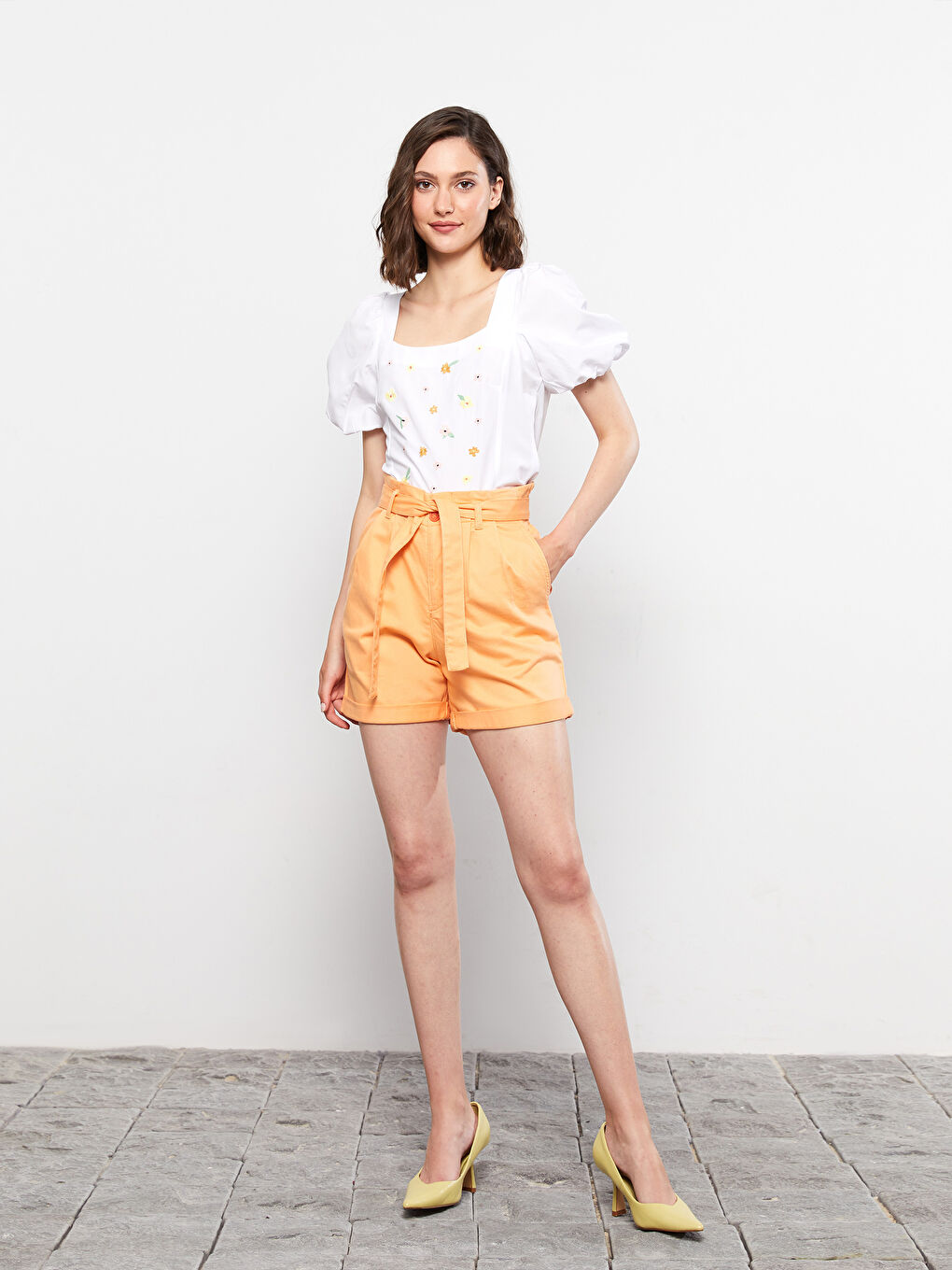 LC Waikiki Square Collar Embroidered Balloon Sleeve Poplin Women's Blouse -S2J064Z8-E5X