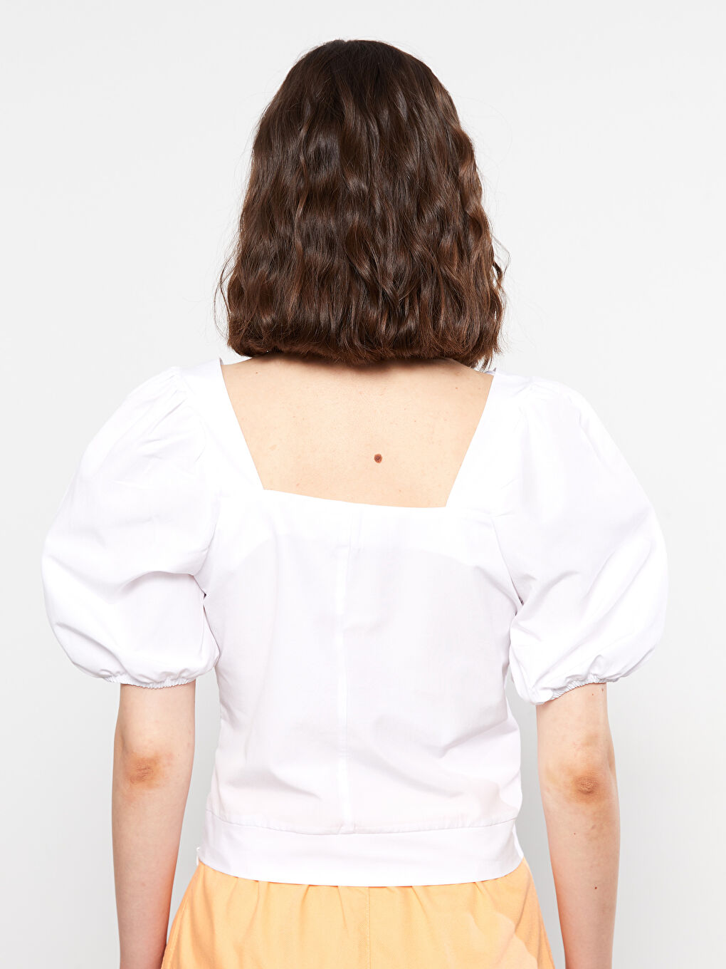 LC Waikiki Square Collar Embroidered Balloon Sleeve Poplin Women's Blouse -S2J064Z8-E5X