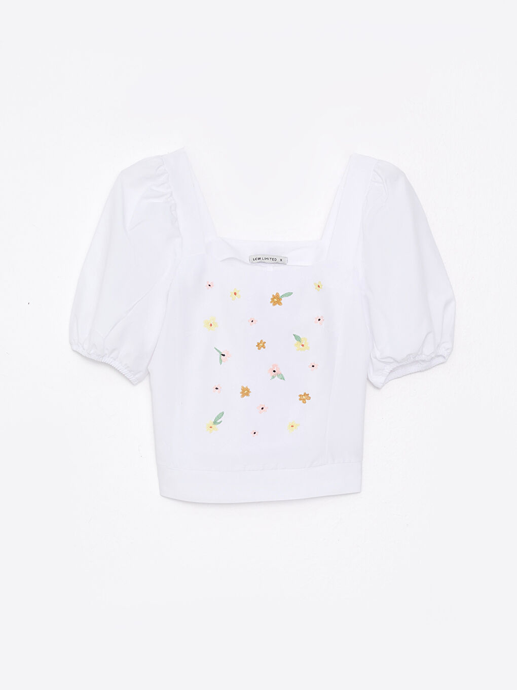 LC Waikiki Square Collar Embroidered Balloon Sleeve Poplin Women's Blouse -S2J064Z8-E5X