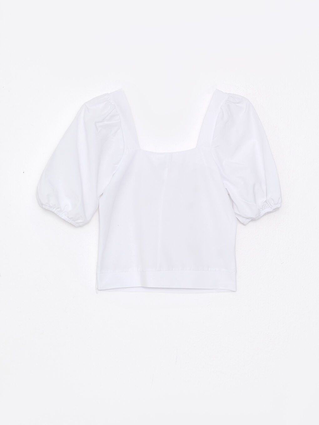 LC Waikiki Square Collar Embroidered Balloon Sleeve Poplin Women's Blouse -S2J064Z8-E5X
