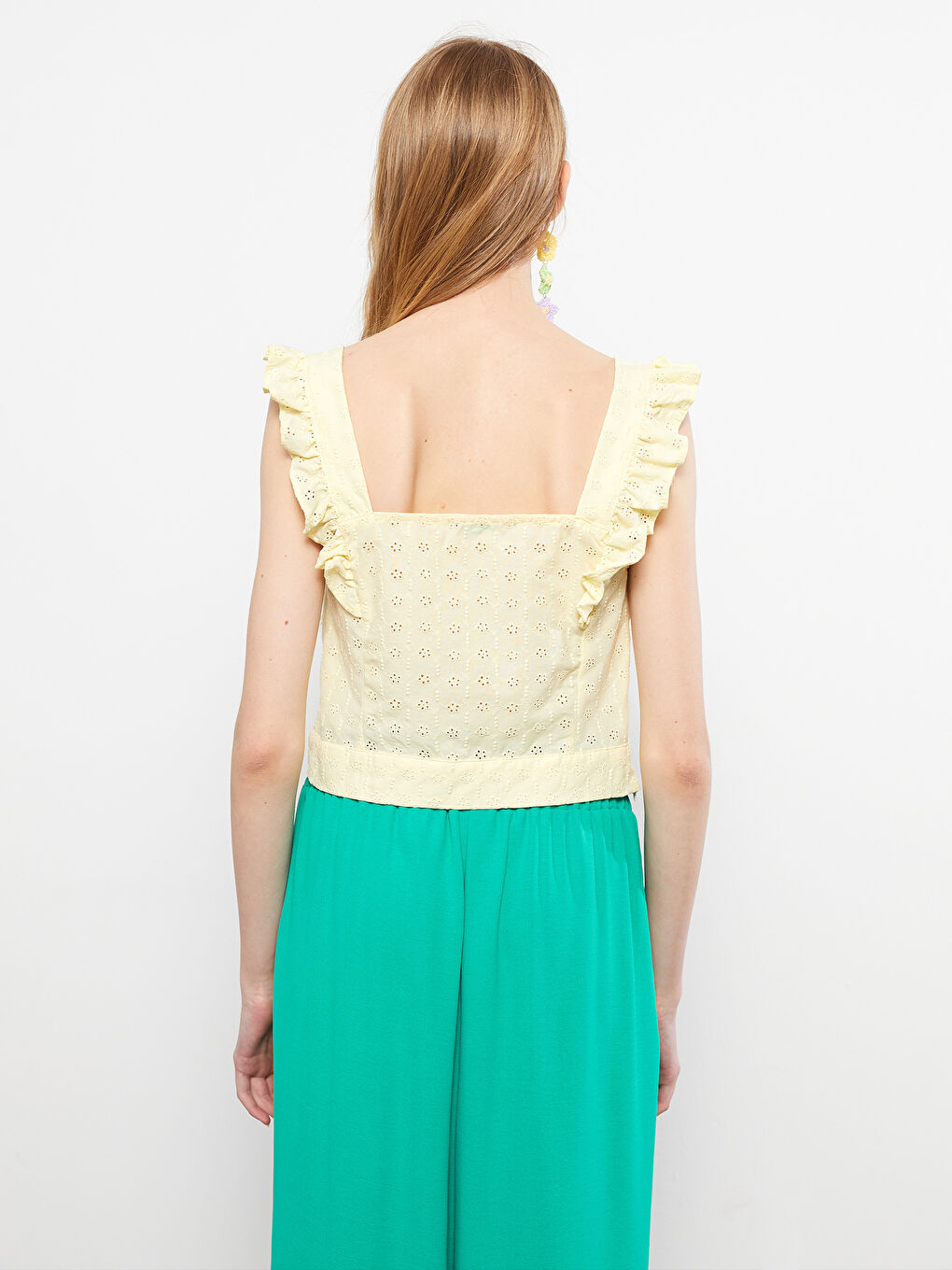 Square Collar Sleeveless Embroidery Women's Blouse-5