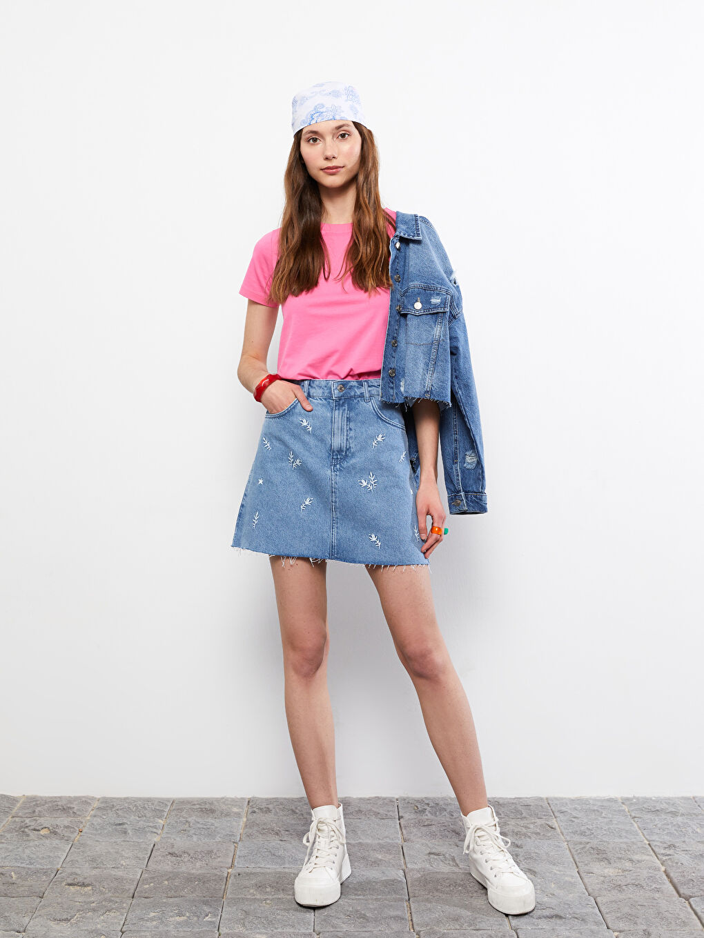 Standard Fit Embroidered A-Line Women's Rodeo Jean Skirt -S2J075Z8-311