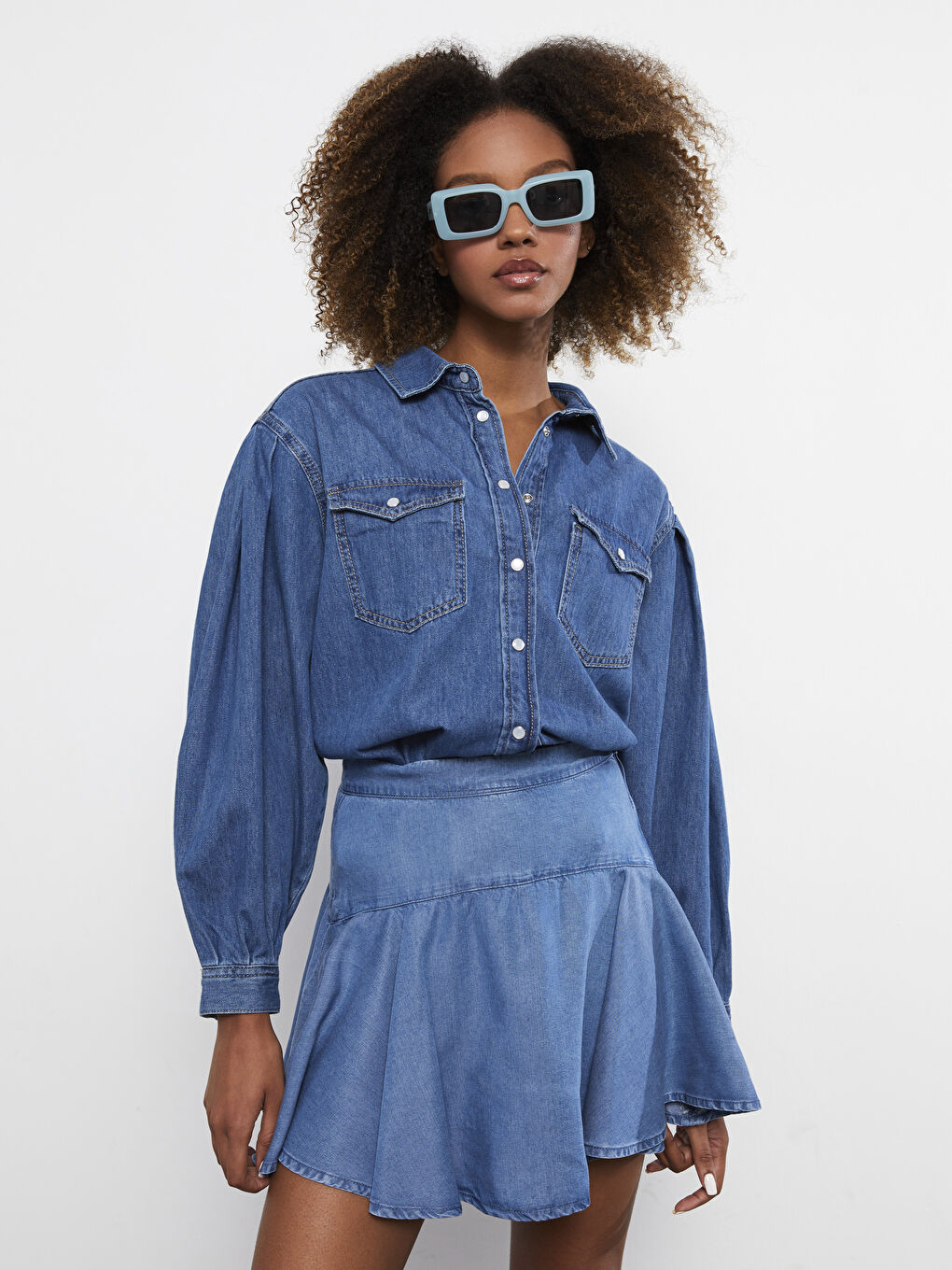 Women's Standard Fit Plain Jean Shorts Skirt -S2J076Z8-507