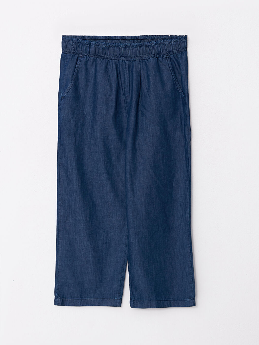 İndigo Kadın Beli Lastikli Düz Jean Kapri-5