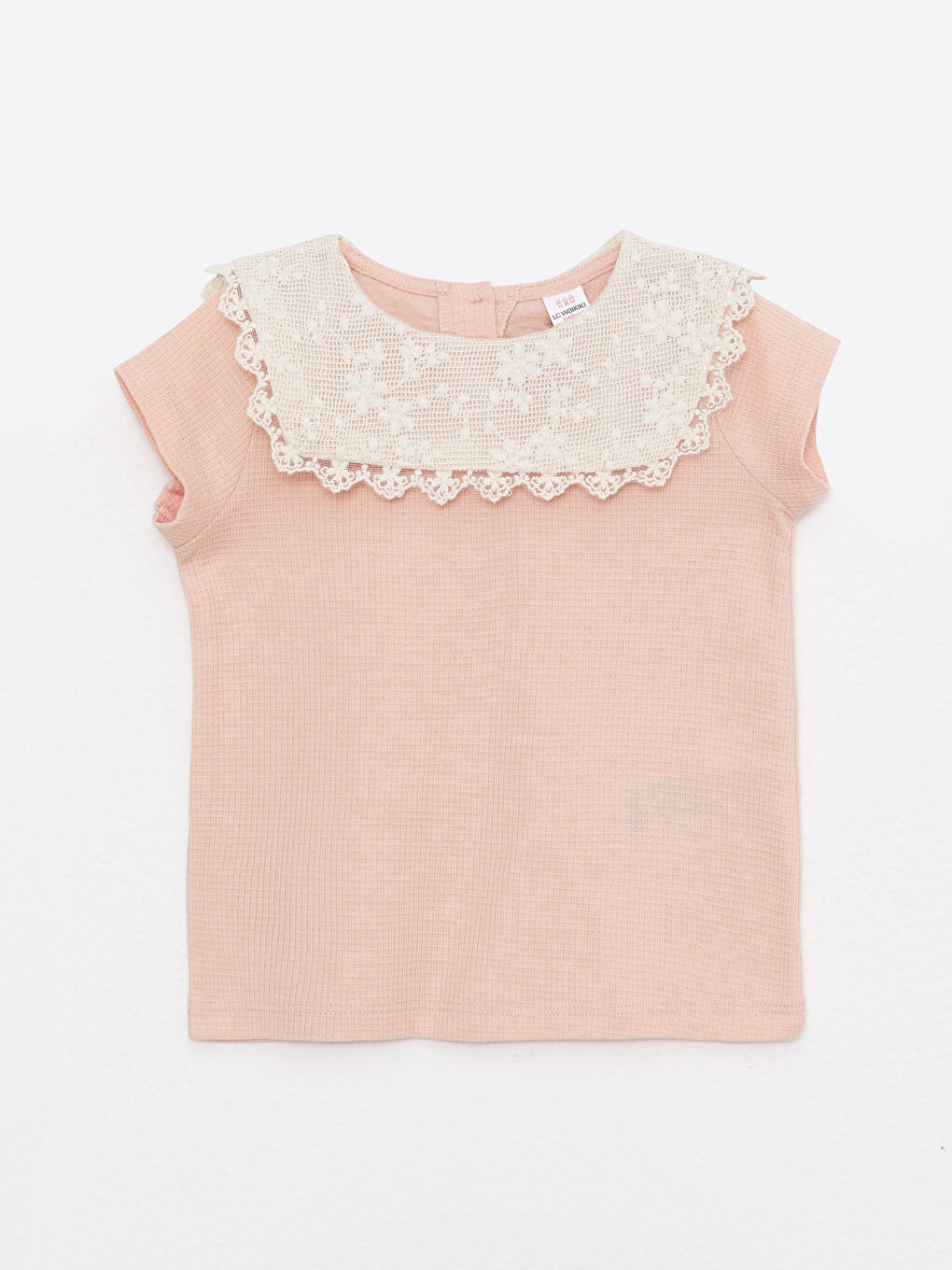 Pembe Bisiklet Yaka Kısa Kollu Kız Bebek Tişört