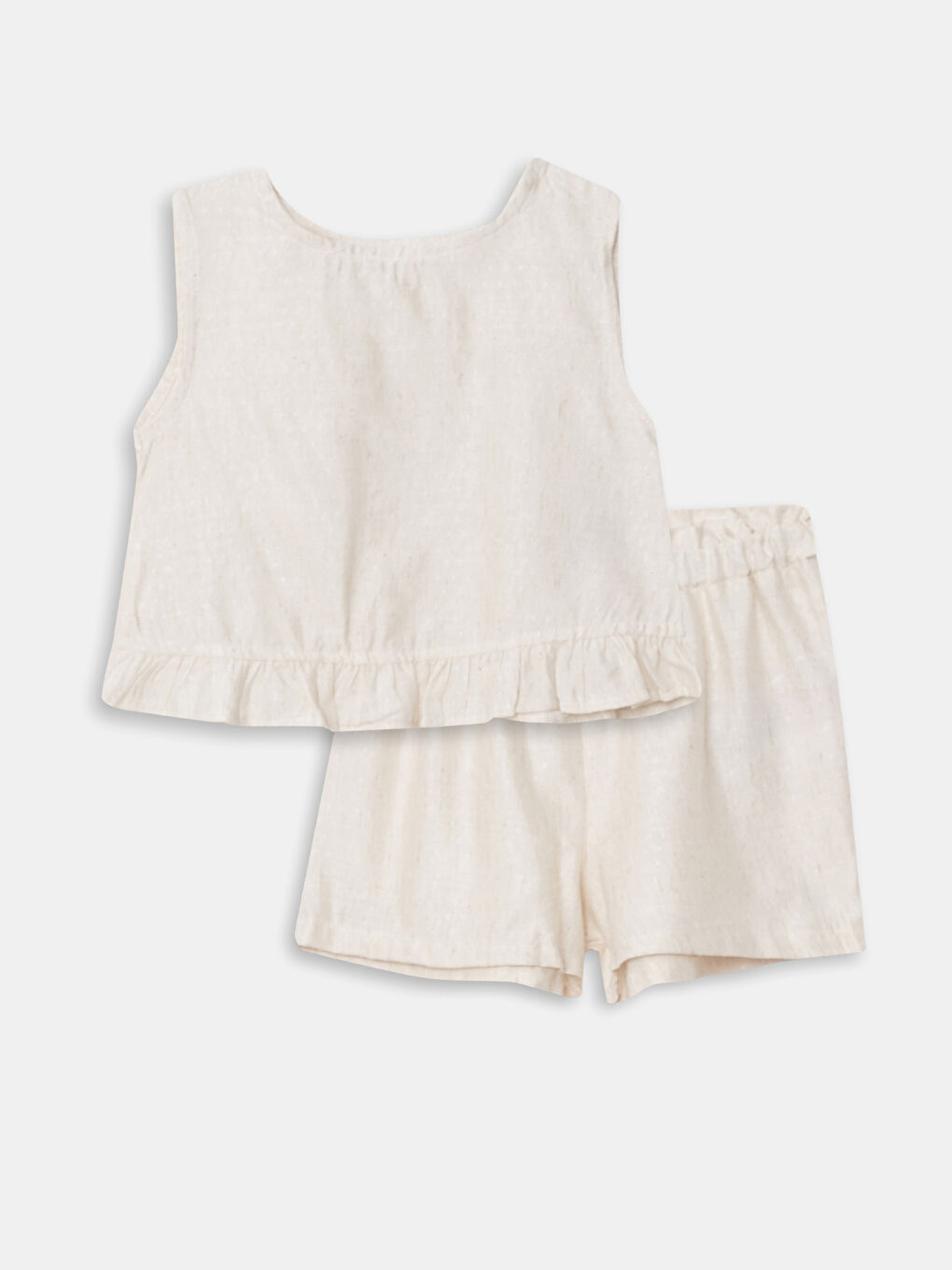 Crew Neck Basic Baby Girl Blouse and Shorts 2-Pack Set