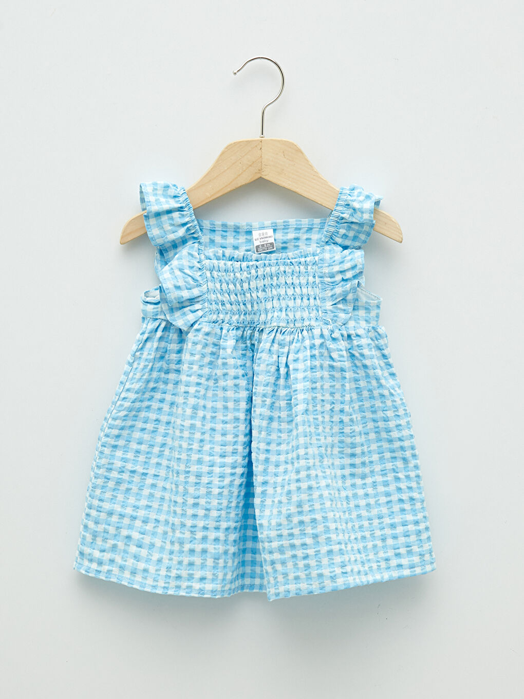 Square Neck Strap Plaid Patterned Baby Girl Dress