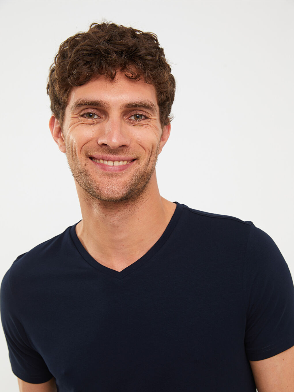 Majica za Muški sa V izrezom, kratki rukav, osnovna, od češljanog pamuka-3