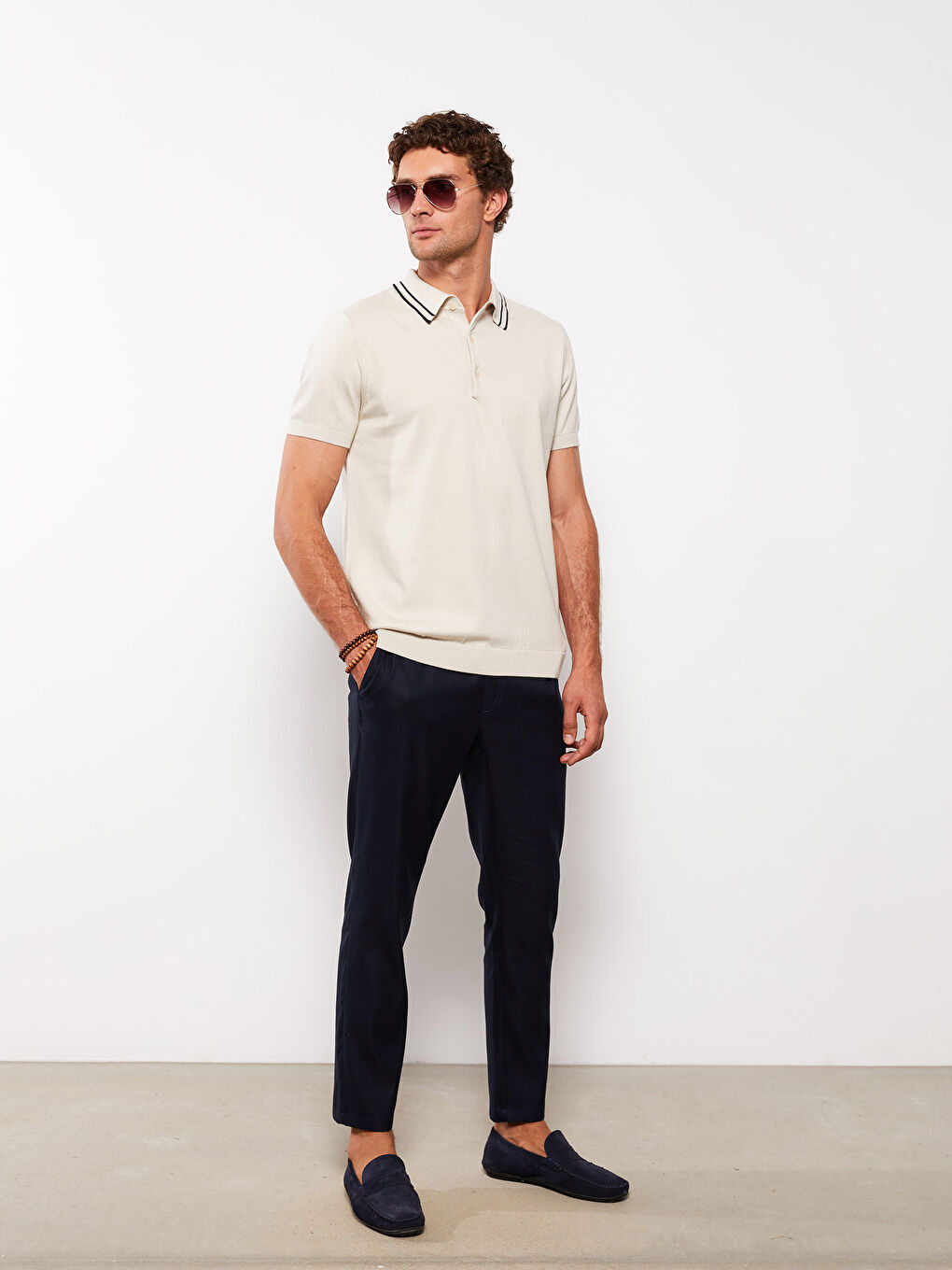 Polo Neck Short Sleeve Men's Knitwear Sweater-2