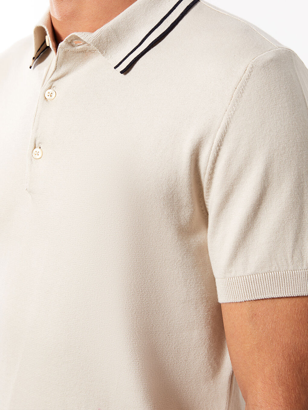 Polo Neck Short Sleeve Men's Knitwear Sweater-3